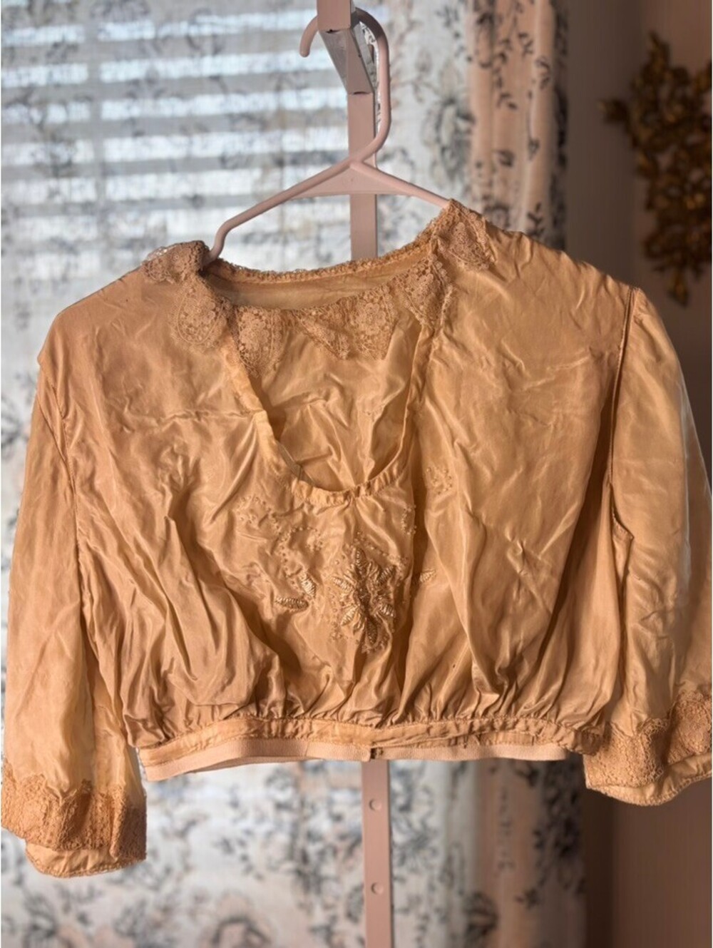 Antique Edwardian Silk Beaded Lace Blouse Bodice